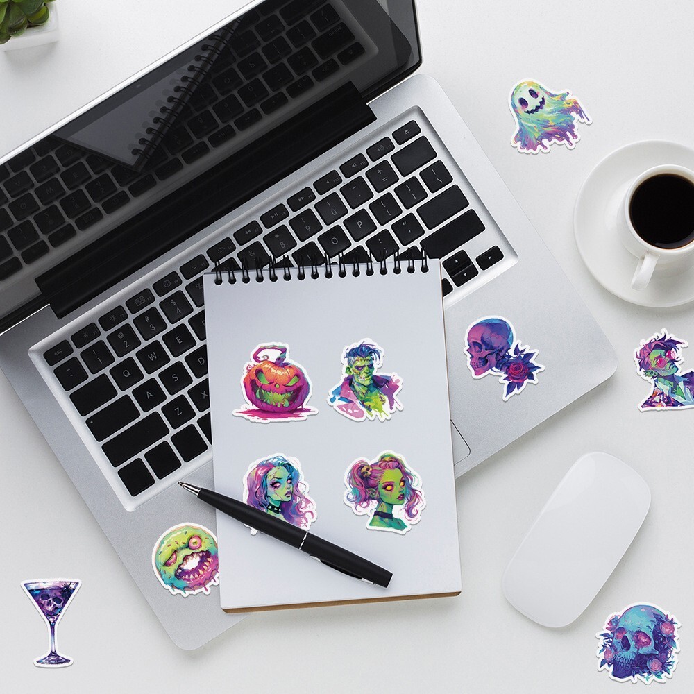 50 Pcs Stickers Neon Halloween Laptop Luggage Skateboard Auto Car Graffiti Vinyl