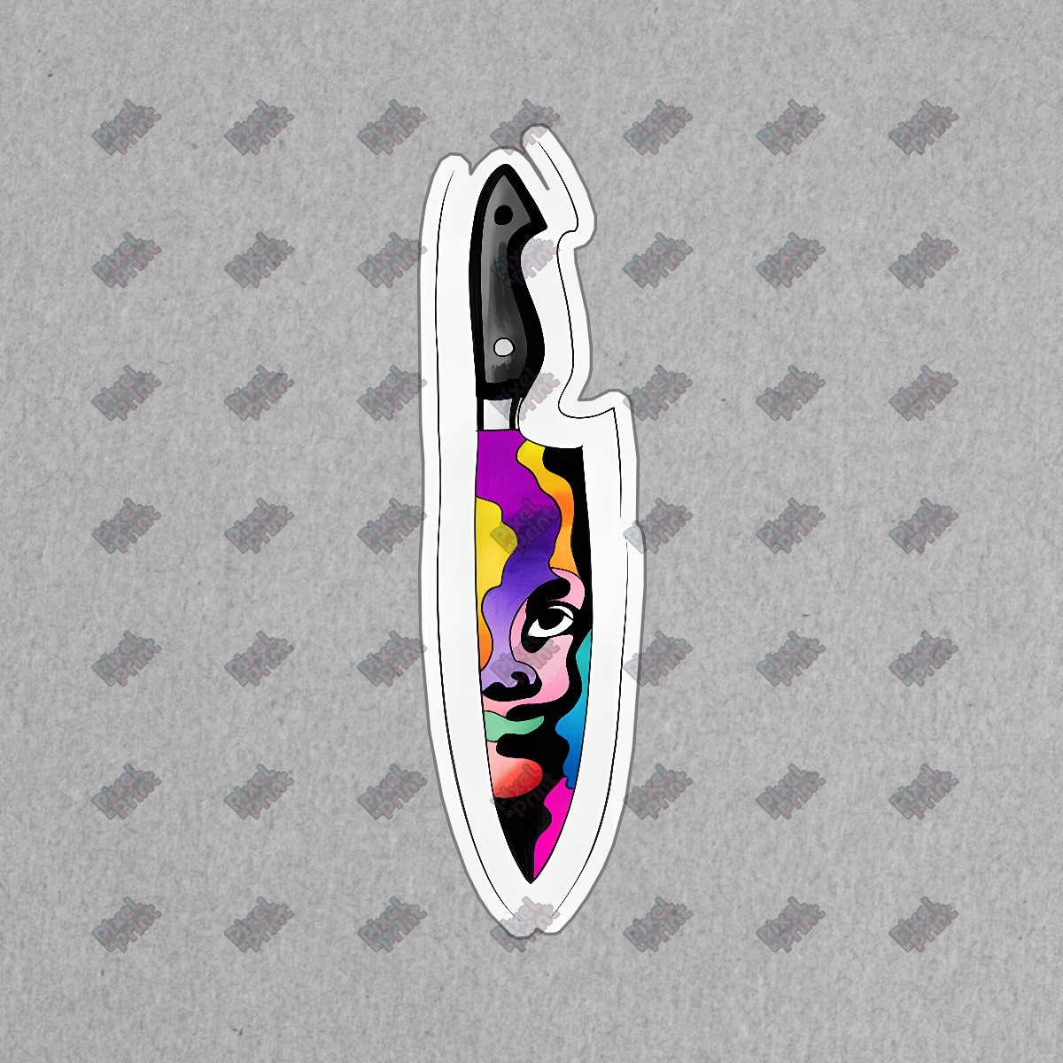 Colorful Artistic Knife with Abstract Face Design Modern Kitchen #8876