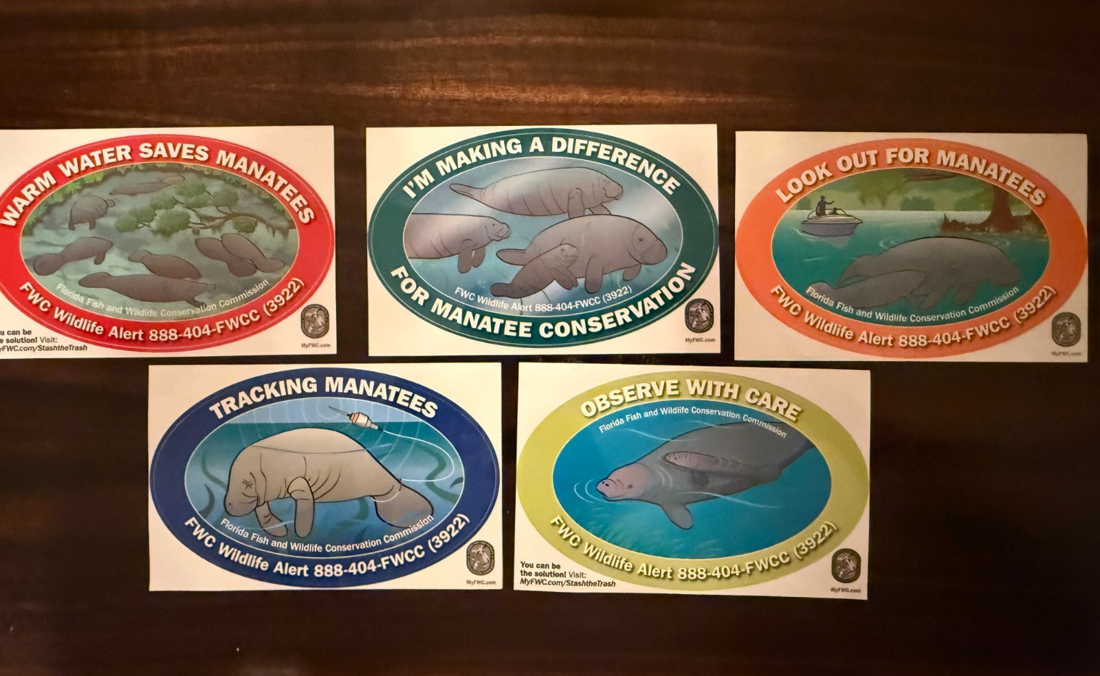 5 Turtle 5 Manatee~10 Decals Florida Fish & Wildlife Conservation Commission