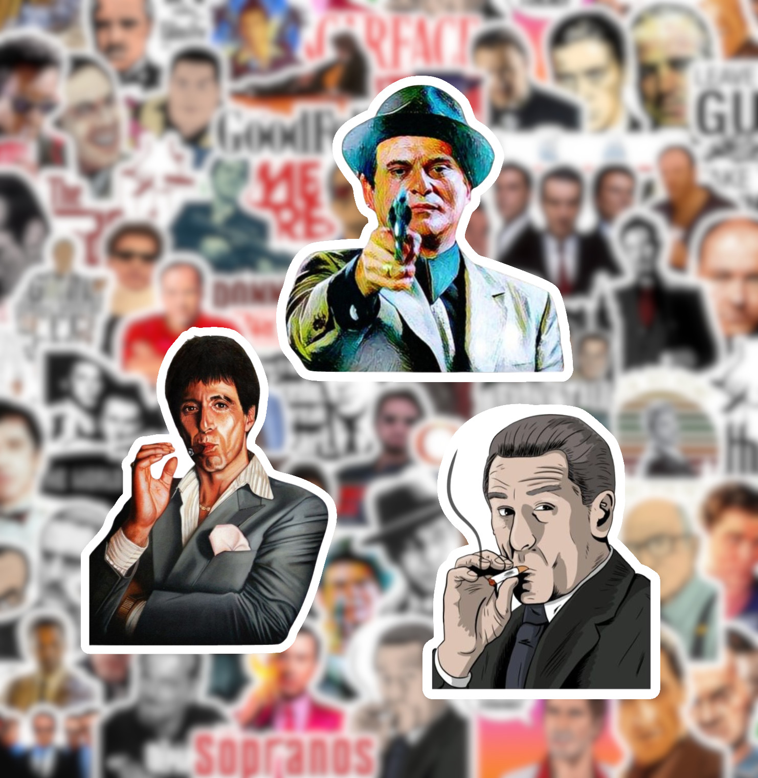 25/50 Gangster Mafia Movie Sticker Pack-Waterproof Vinyl- Goodfellas Scarface