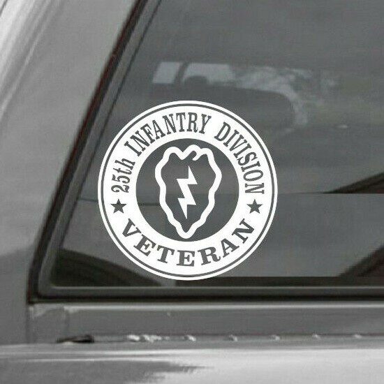 25TH INFANTRY DIVISION VETERAN ROUNDEL Vinyl Window Decal Sticker US ARMY