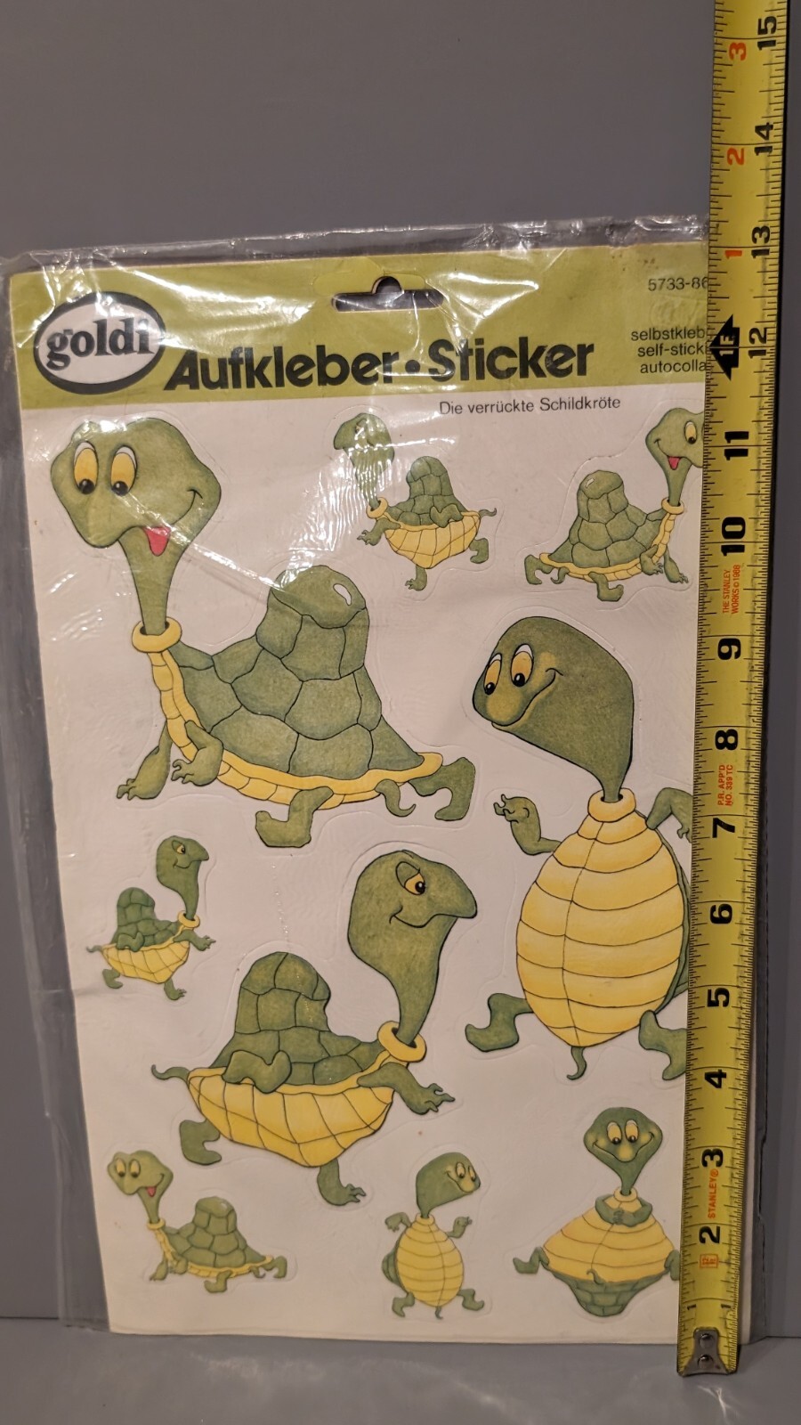 NOS Goldi Turtle Vinyl Stickers Aufkleber Made in Germany Vintage RARE 8 x 13