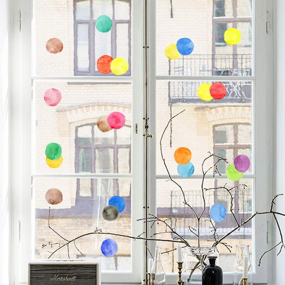 Affordable 12 Sheets of Colorful Polka Dot Wall Decals for Nursery Decor