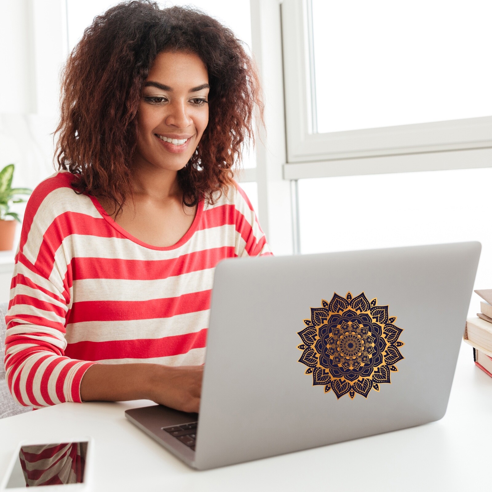 Gold Mandala Vinyl Sticker – Car Sticker Vinyl Decal Laptop Water Bottle Yoga