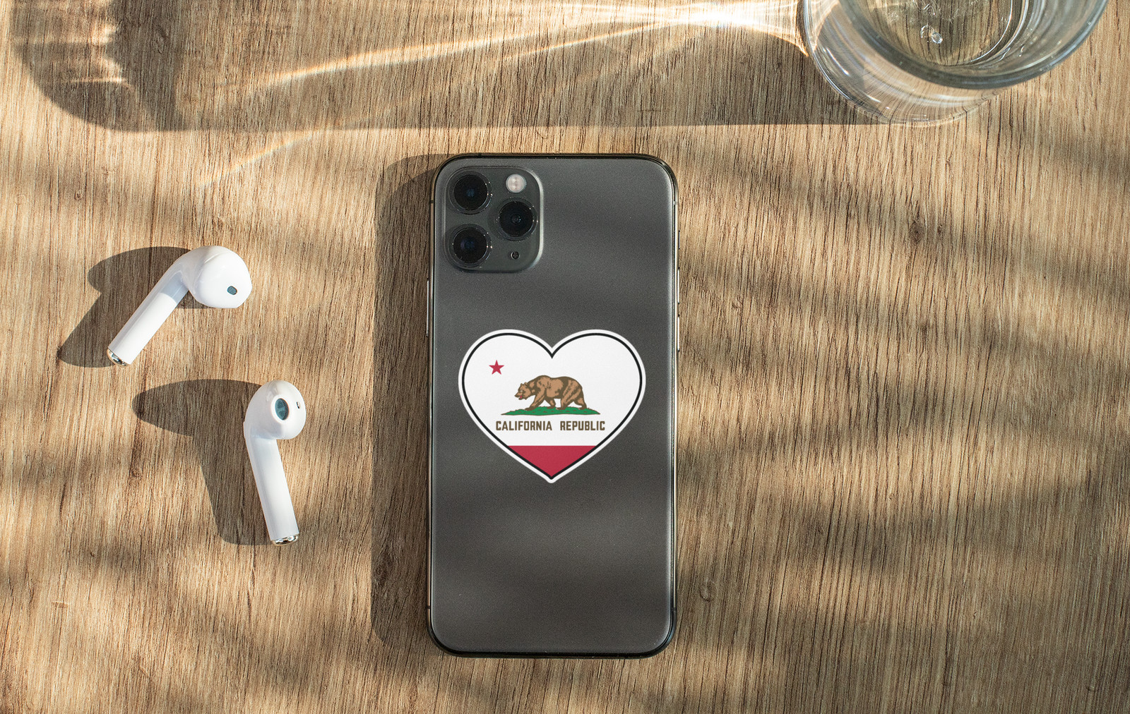 State of California Flag Heart Sticker Decal USA California State