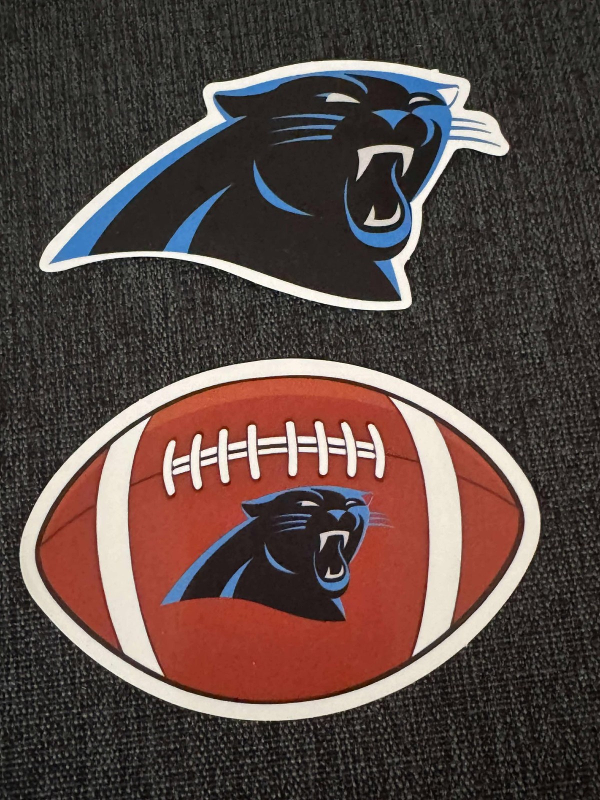 Lot (2) Carolina Panthers 2" to 3 1/4" Logo STICKERS Football FREE SHIP!
