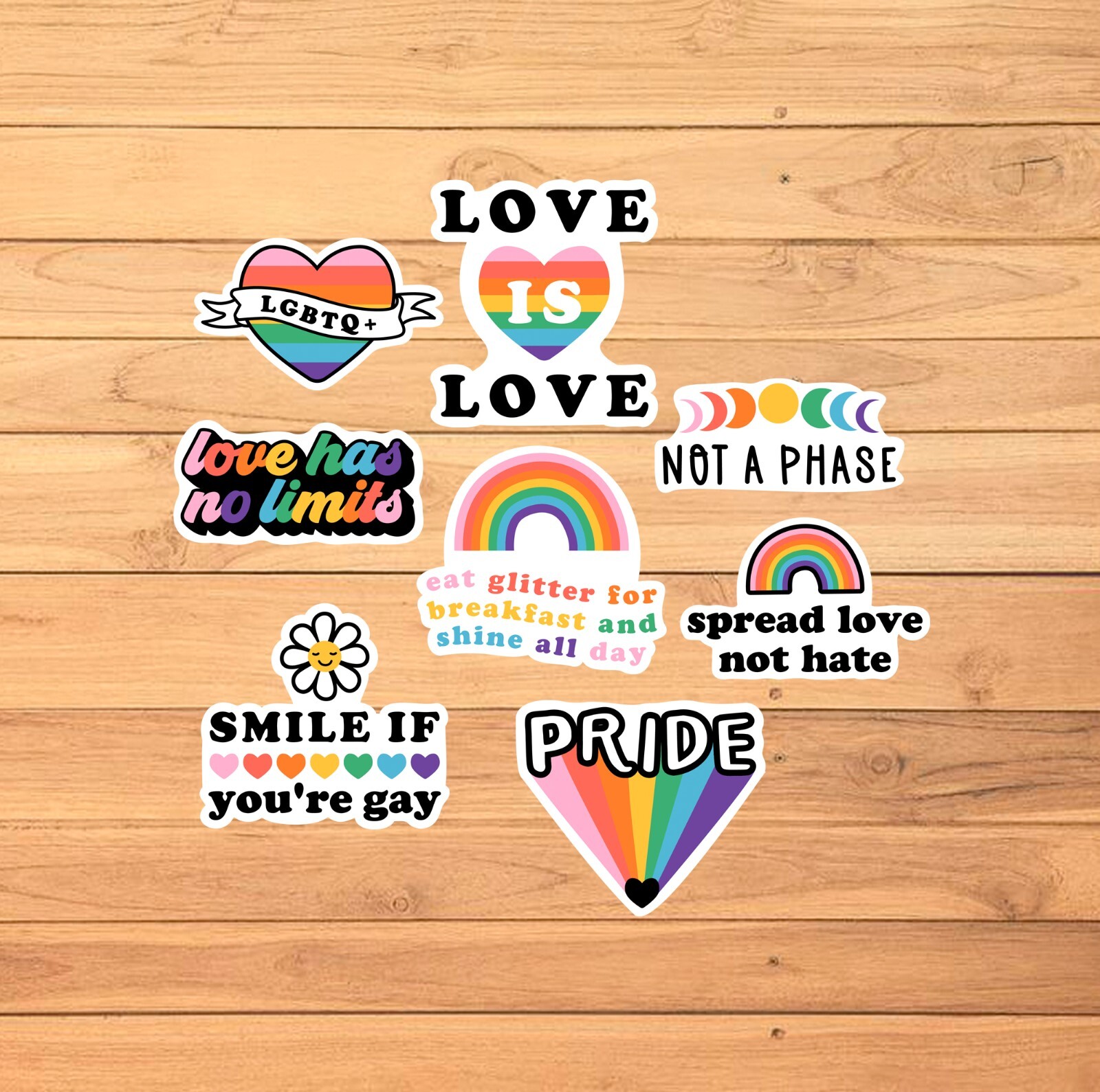 Pride Stickers / 2 1/2 Inch / Set of 8 / 2 Style Options