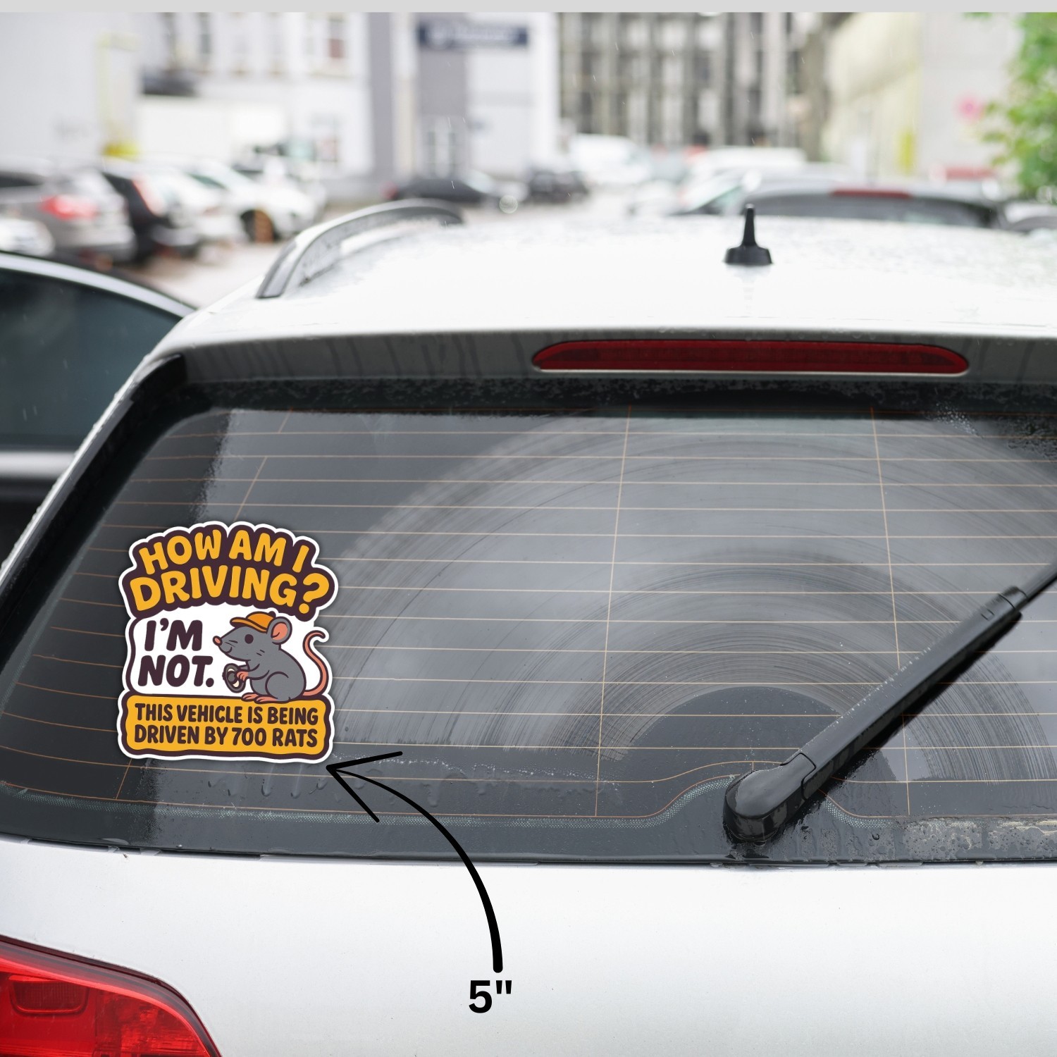 4pcs Funny Rat Driving Stickers – How Am I Driving Car Vinyl Decals