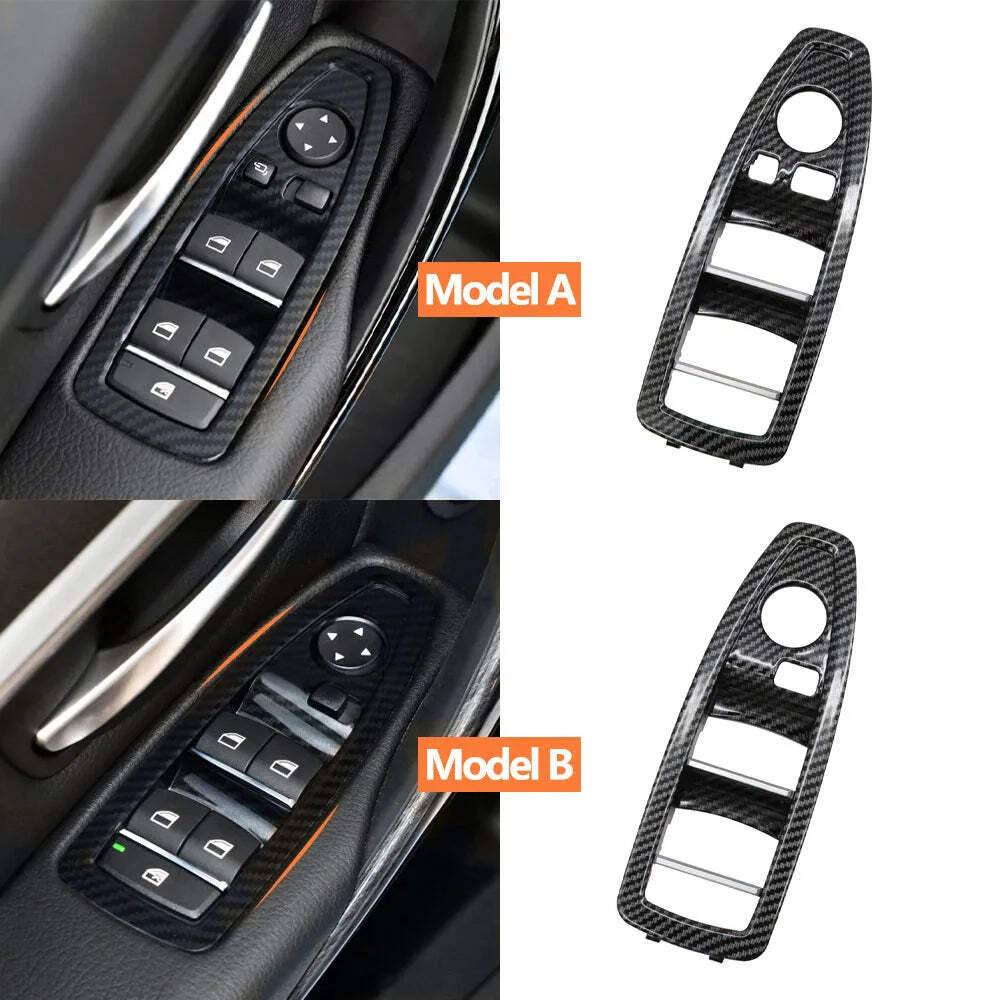 Interior Door Carbon Fiber Window Regulator Switch Panel Trim Cover Replacement