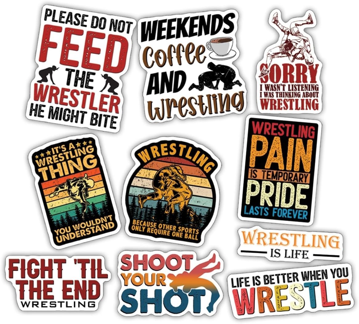 10pcs Wrestling Sticker Motivational & Vintage Wrestler Quotes Wrestling Life