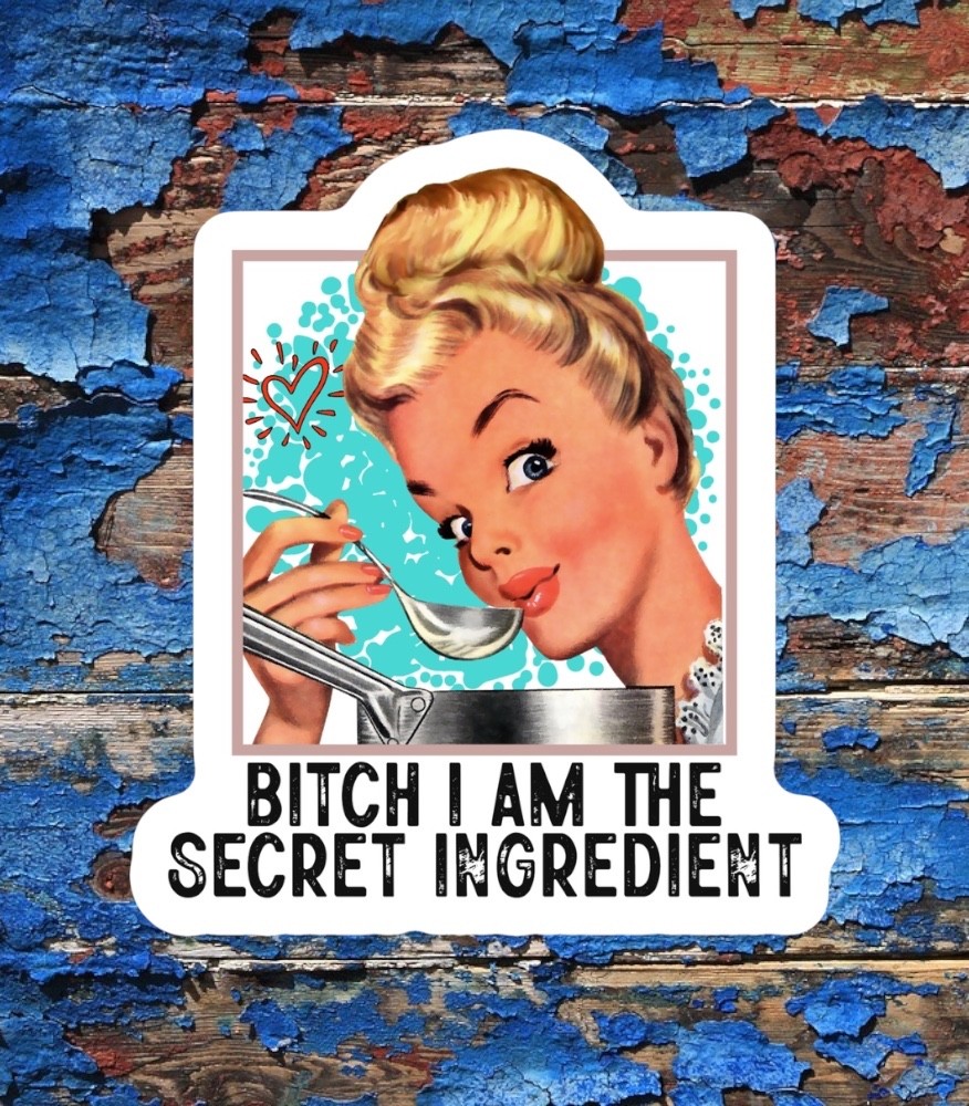 Retro Lady Funny Waterproof Weatherproof Vinyl Sticker | The Secret Ingredient