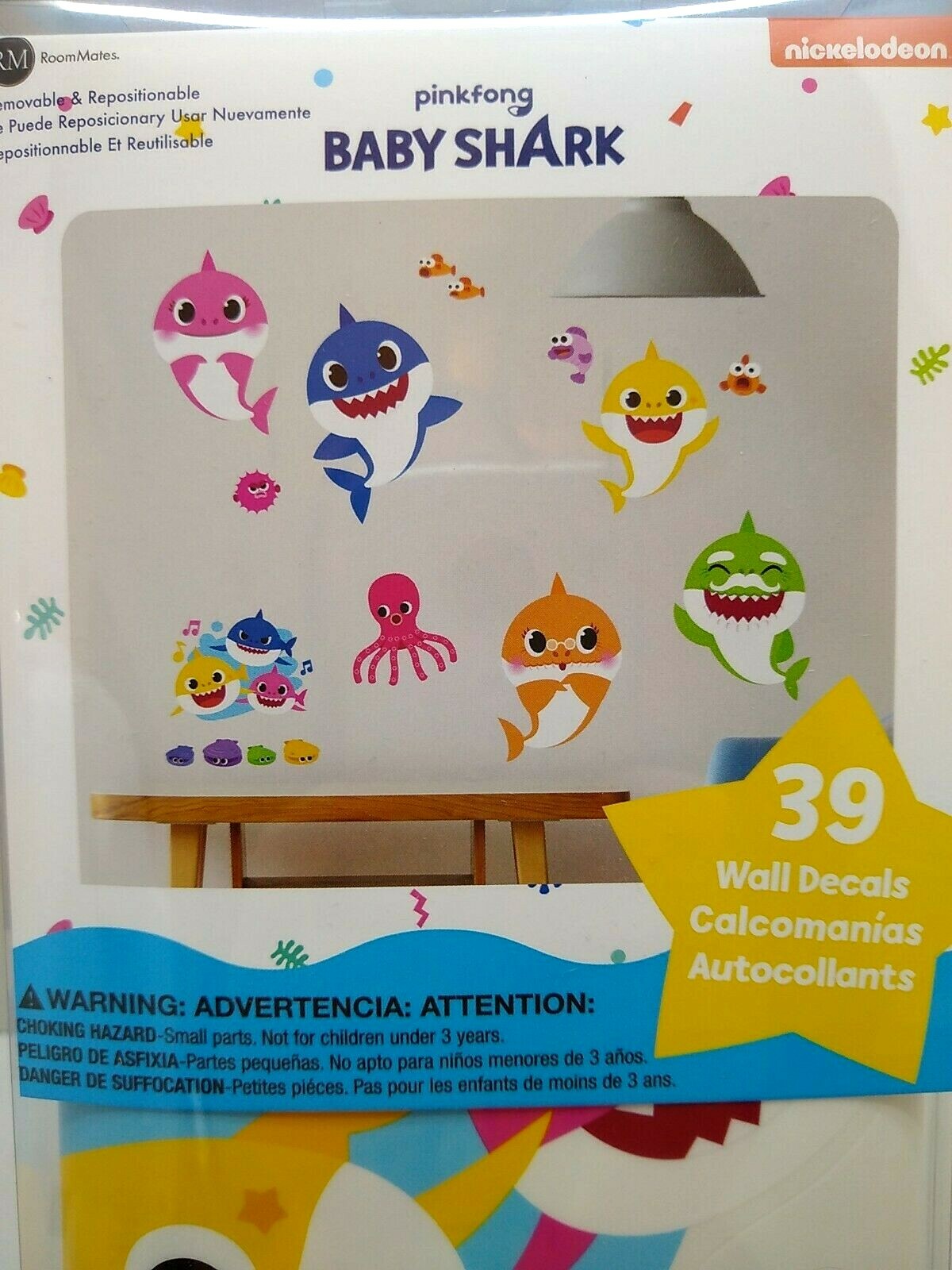 Baby Shark Wall Stickers Party Supplies Decorations Decals 39 Reusable Pink Fong