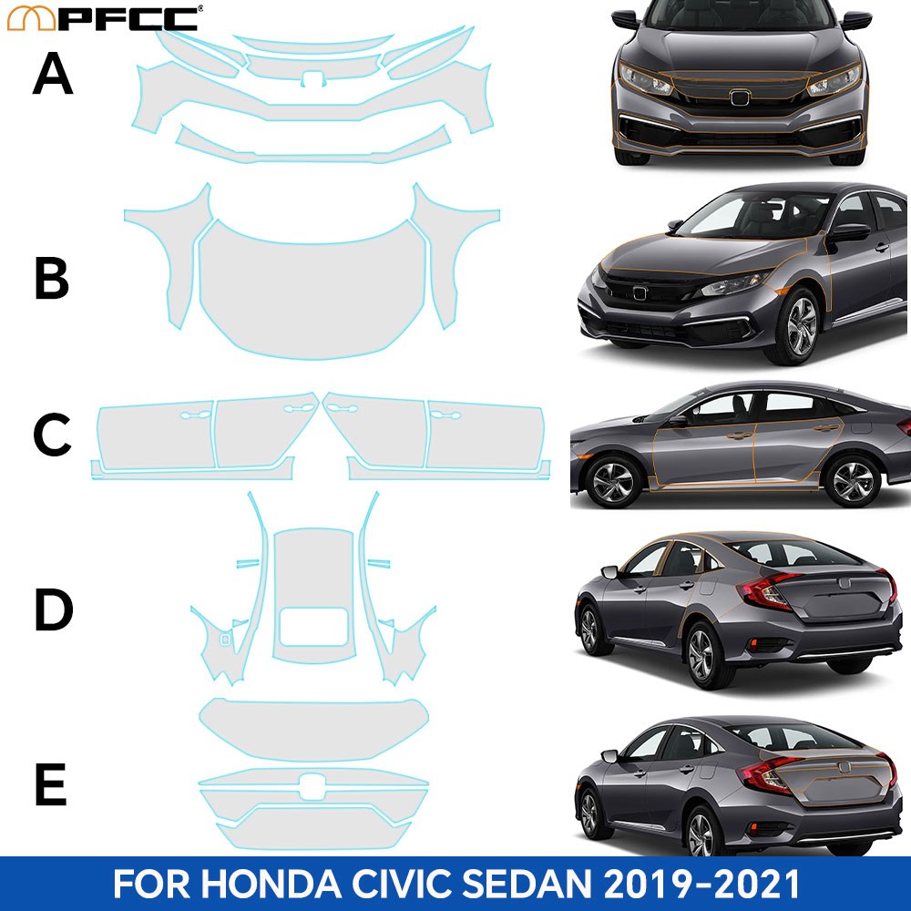 Full Car For Honda Civic Sedan 2019-2021 PreCut Paint Protection Film PPF TPU