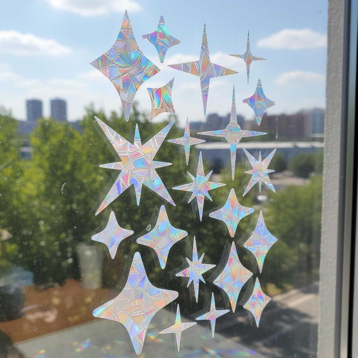 42 PCS Star-Shaped Window Stickers Anti-Collision Bird Protection Decals Non-Adh