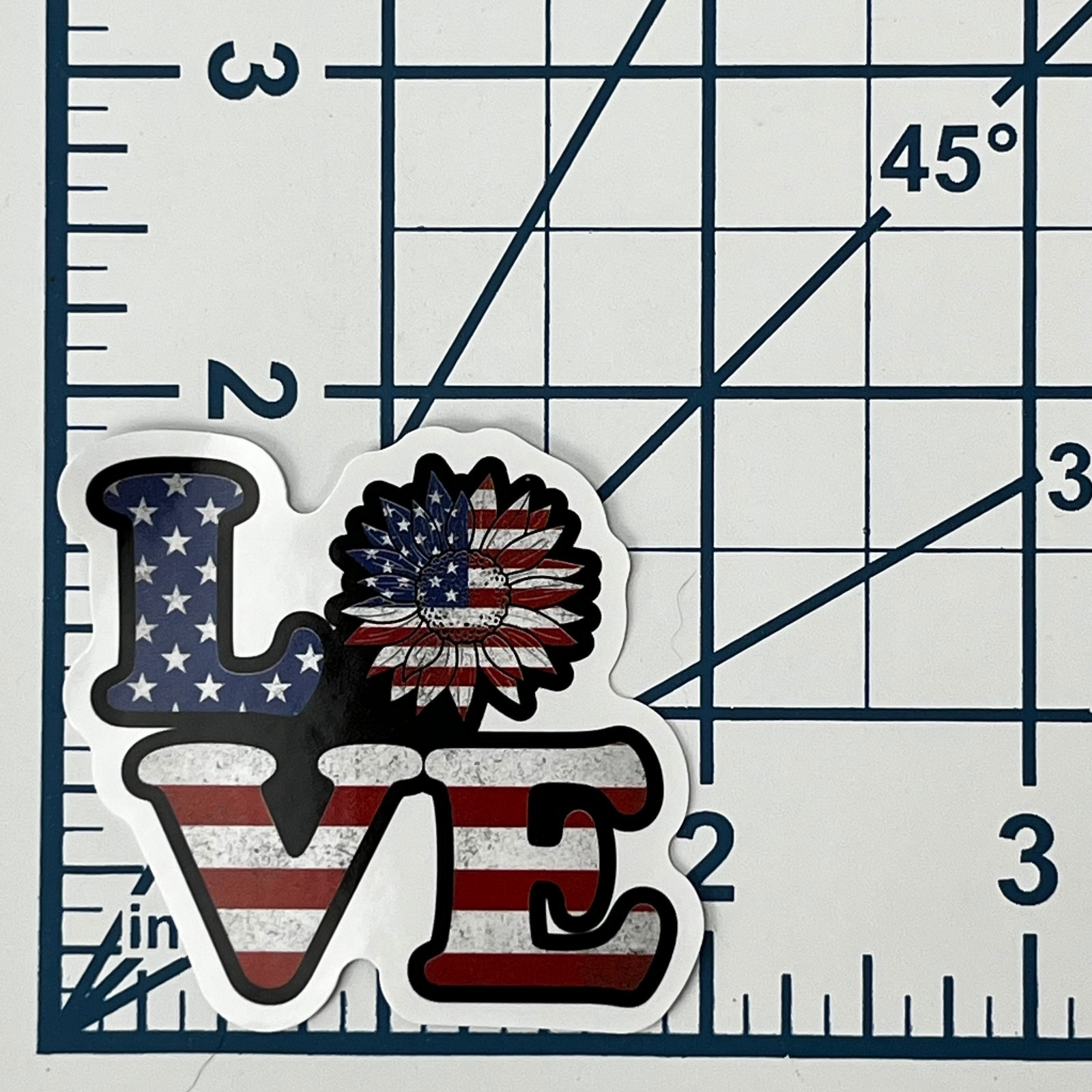USA Patriotic Love Vinyl Sticker Sunflower Stars Stripes Souvenir Gift Flag