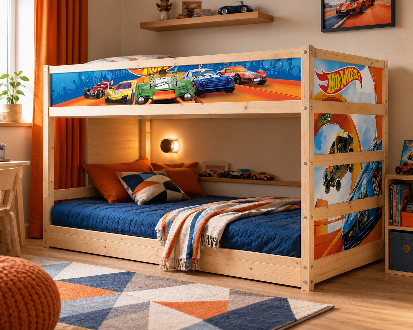 Racing Cars IKEA KURA Bed Decals – Kids Vinyl Stickers for Bunk Bed – Boys Room
