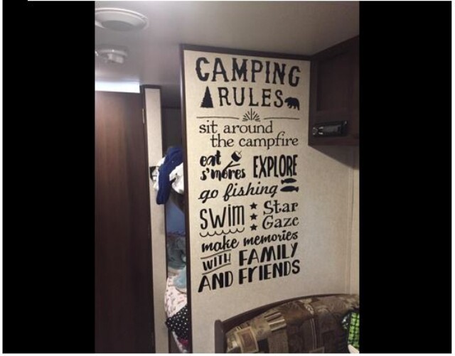 Camping Rules Subway Art Wall Decals Sticker Camper RV Camp Quote Saying 37×20