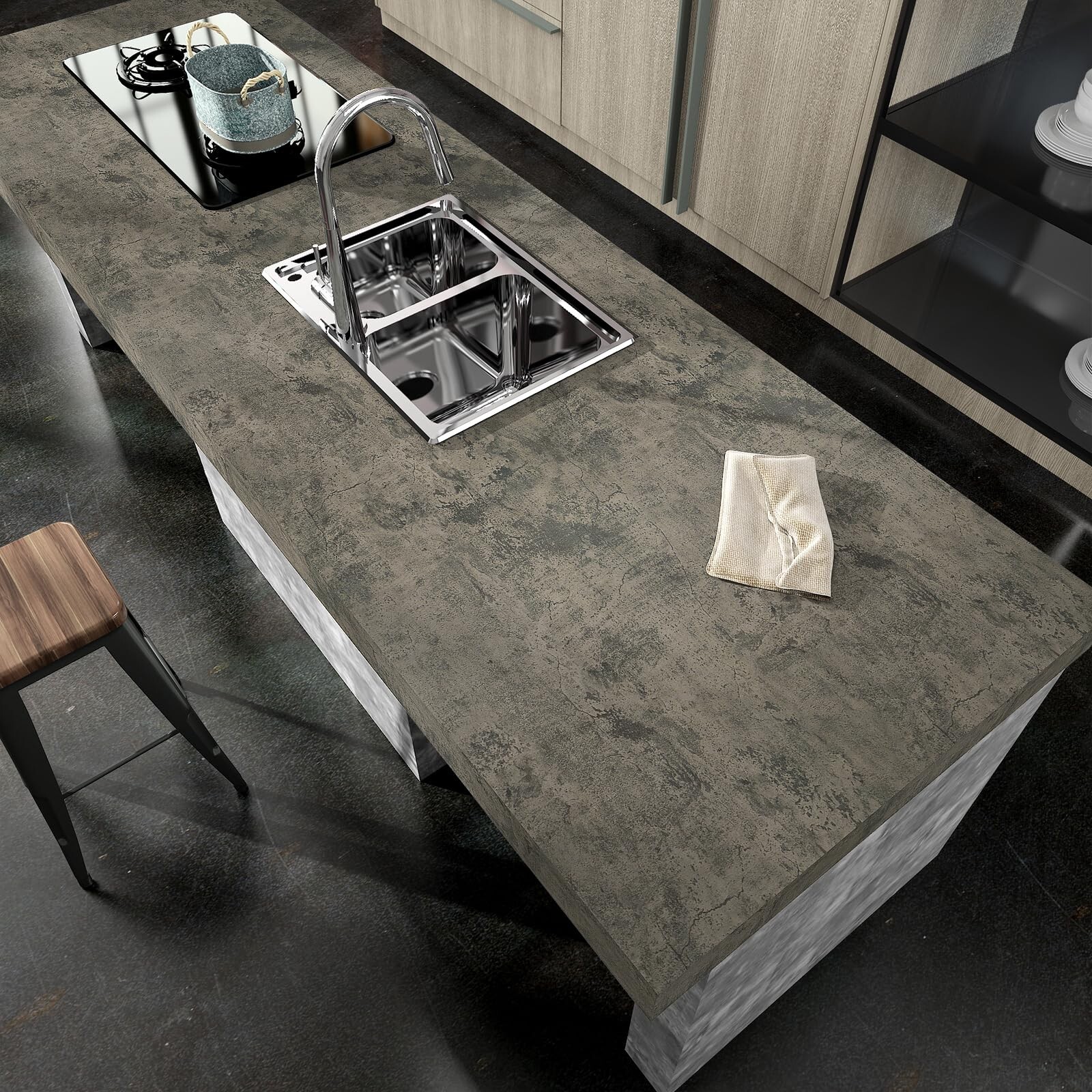 VaryPaper Cracked Concrete Wallpaper 15.7"x315" Textured Concrete Peel and …
