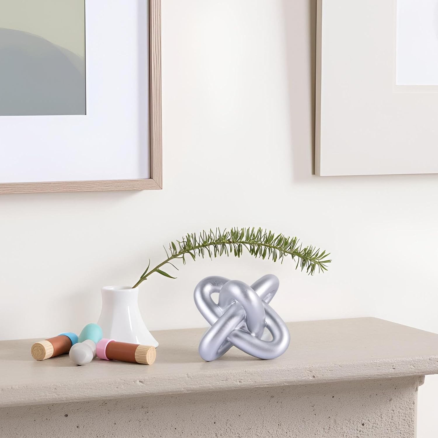 Compact Silver Knot Decor 5.5" – Versatile Abstract Sculpture for Any Room