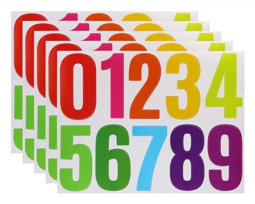 5sheet 0-9 Vinyl Self Adhesive Mailbox Number Sticker Waterproof 4in Colourful