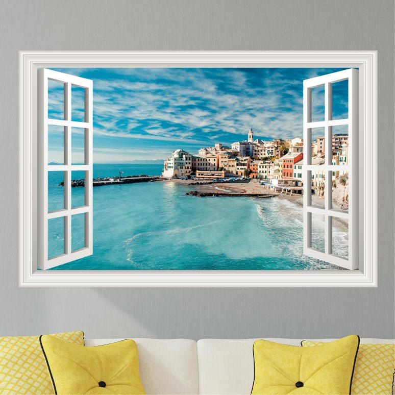 Italy Ocean Beach Scene Wall Decal Sticker Graphic Art – 4 Size Options