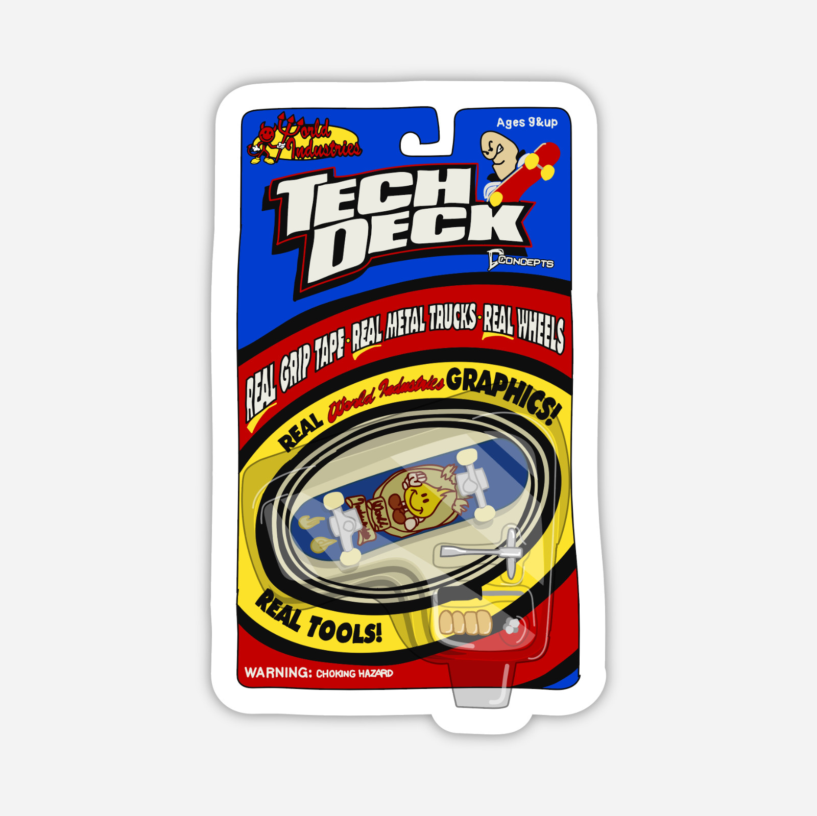 3" TechDeck Sticker World Industries 90's Skateboarding Decals Matte Finish