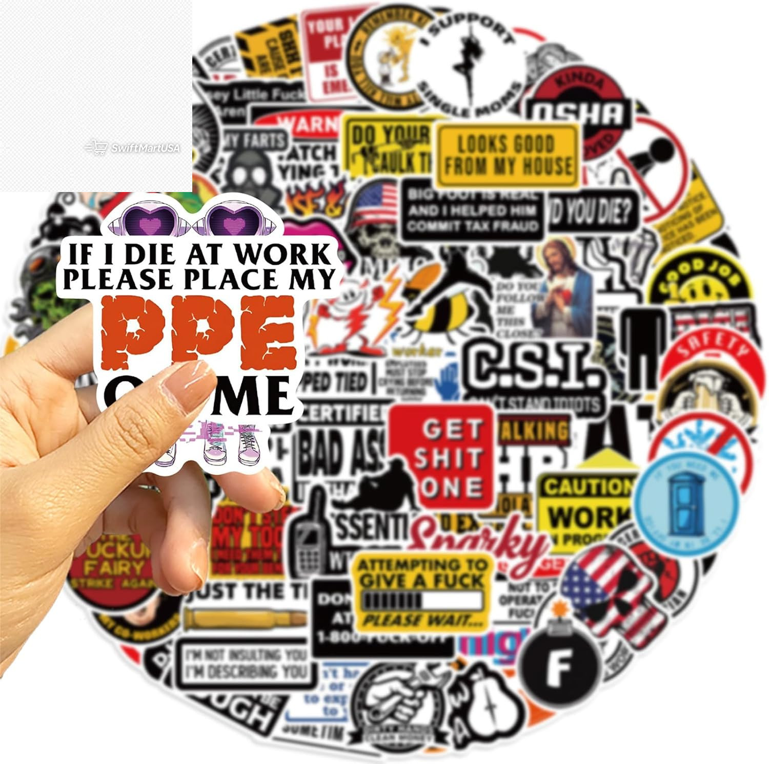 100 Pcs Funny Stickers for Adults Sarcastic Meme Decals for Laptop Water Bottle