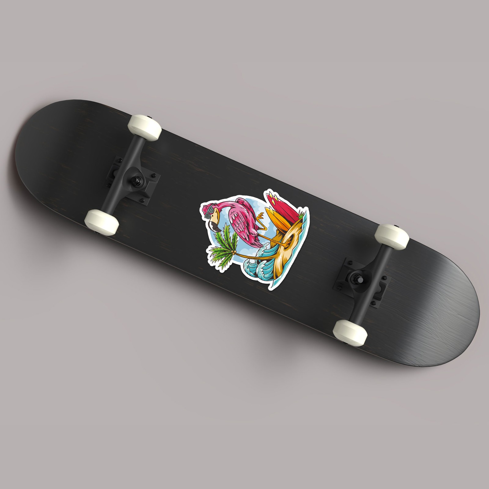 Flamingo Surf Beach – Vinyl Decal Sticker – Car Window Laptop – ebn8051