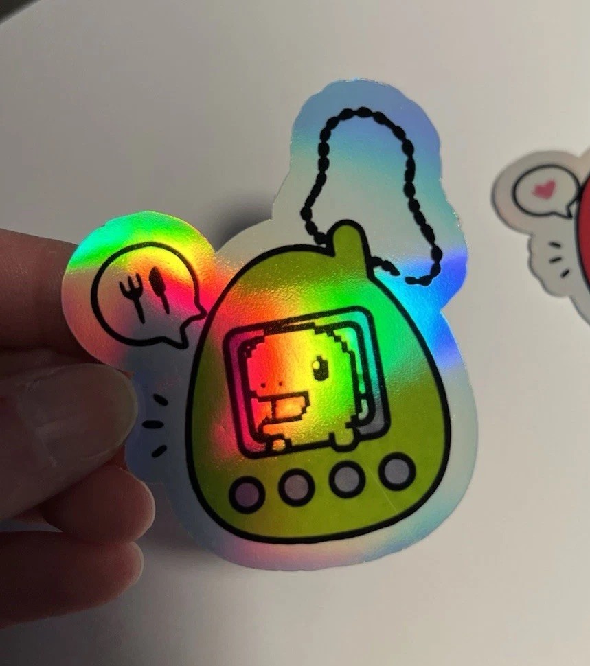 Tamagotchi Inspired Holographic Sticker 2 Pack | Waterproof 2.5” Kawaii Pets