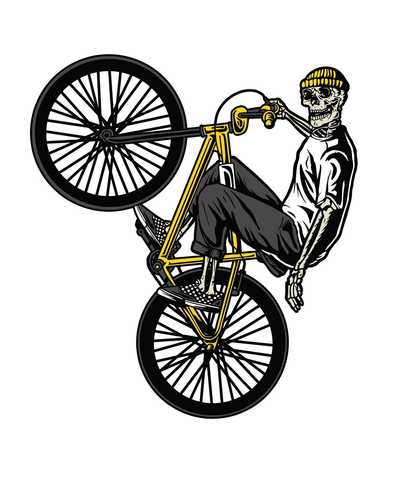 BMX Skeleton Rider Bike 3" Sticker Label Card Gift Craft Journal Scrapbook