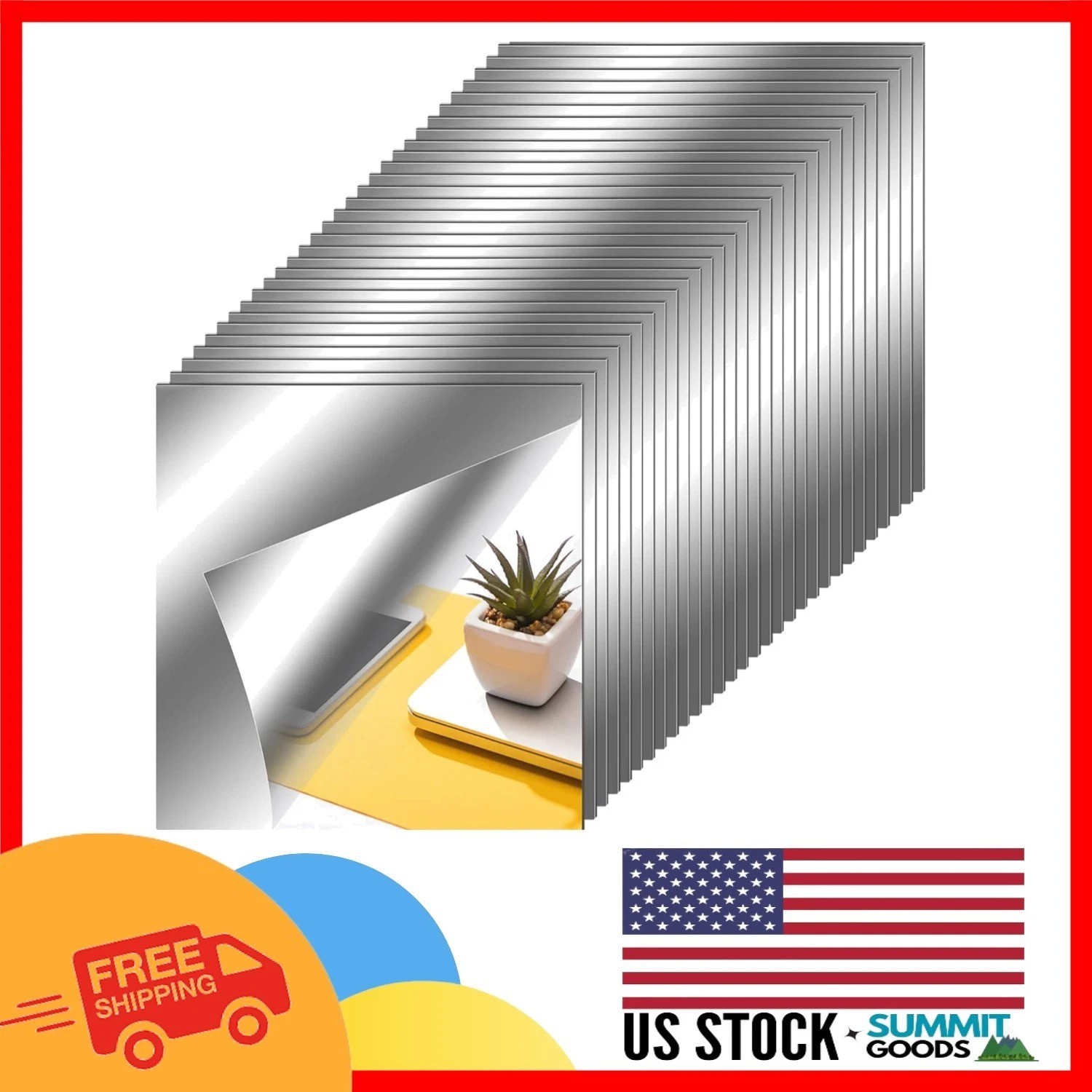 30 Self-Adhesive Flexible Mirrors 12×12" – Modern Wall Decor for Every Room