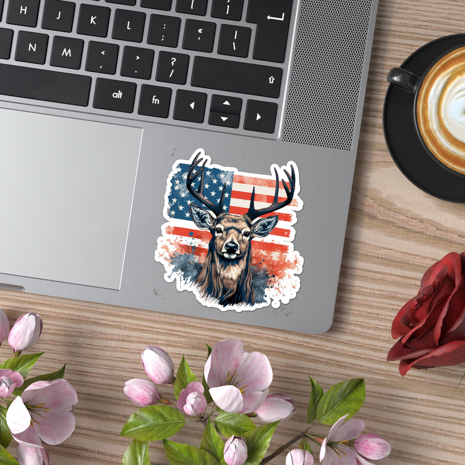 US Flag Deer Hunting – Vinyl Decal Sticker – Car Window Laptop – ebn11030