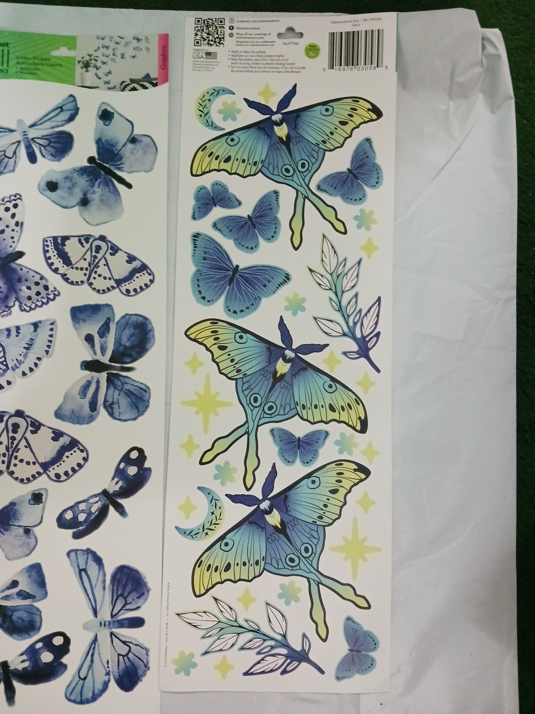 Decorative Wall Decal Stickers. Large house home, Butterflies, leaves, bathroom
