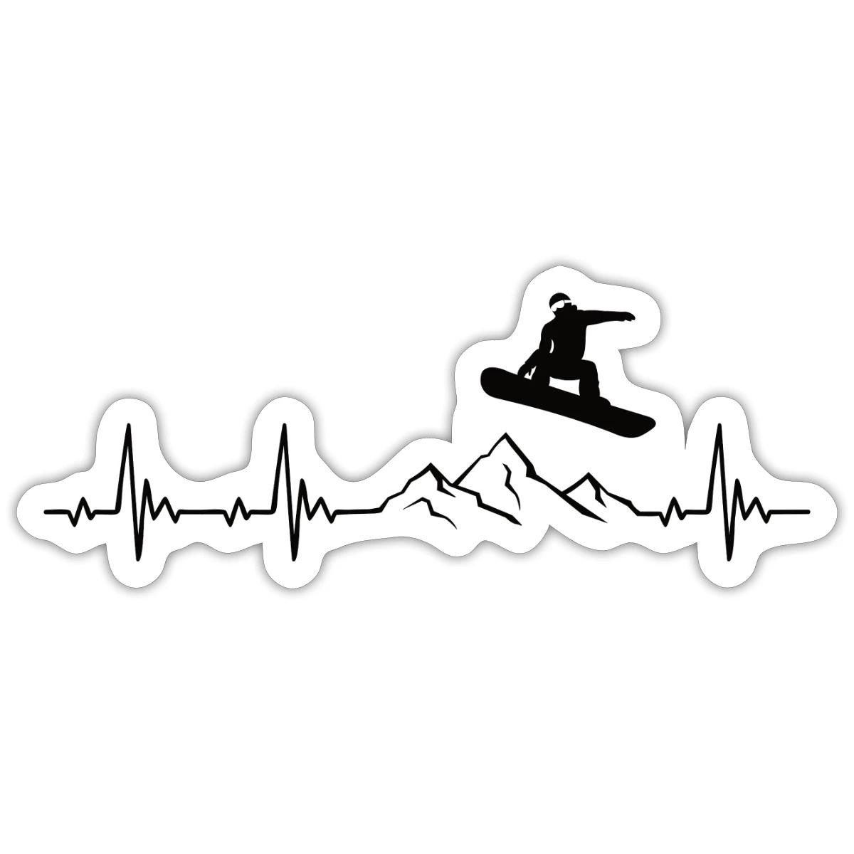 Snowboarding Heartbeat Mountains Sticker, max. 4 x 4"