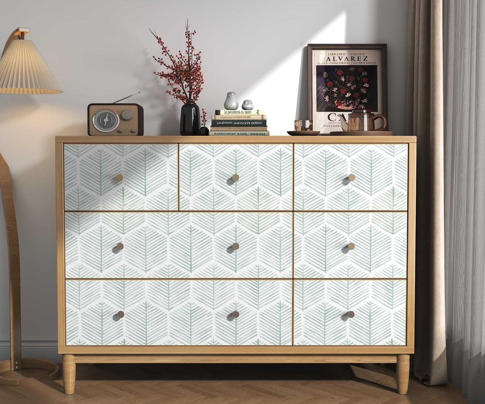 Modern Peel and Stick Wallpaper 17.3"×78.8" Geometric Wallpaper Boho Cont