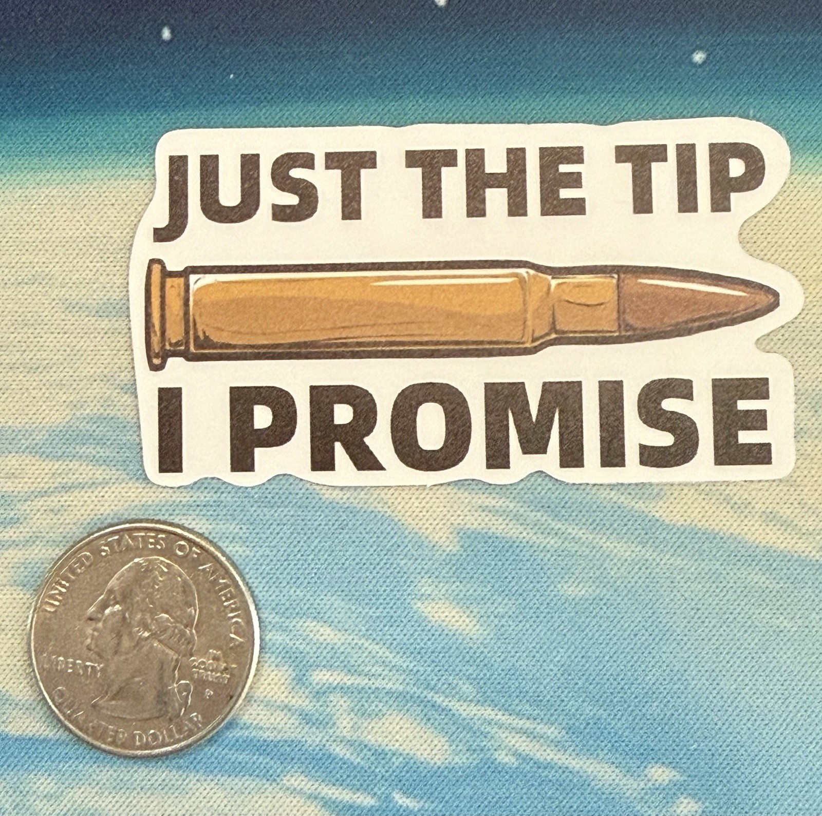 Just The Tip I Promise Funny Bullet Vinyl Sticker Decal Wall Window Laptop