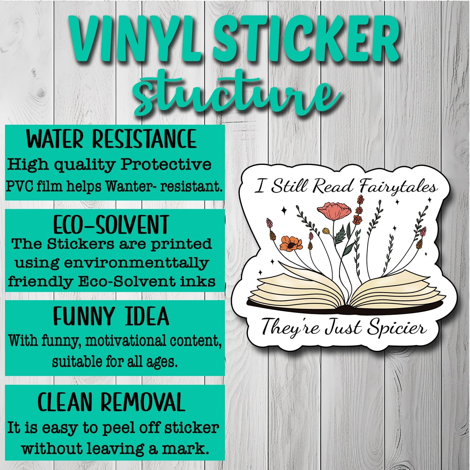 (3Pcs) I Still Read Fairytales They'Re Just Spicier Sticker, Decorate Books, Lap