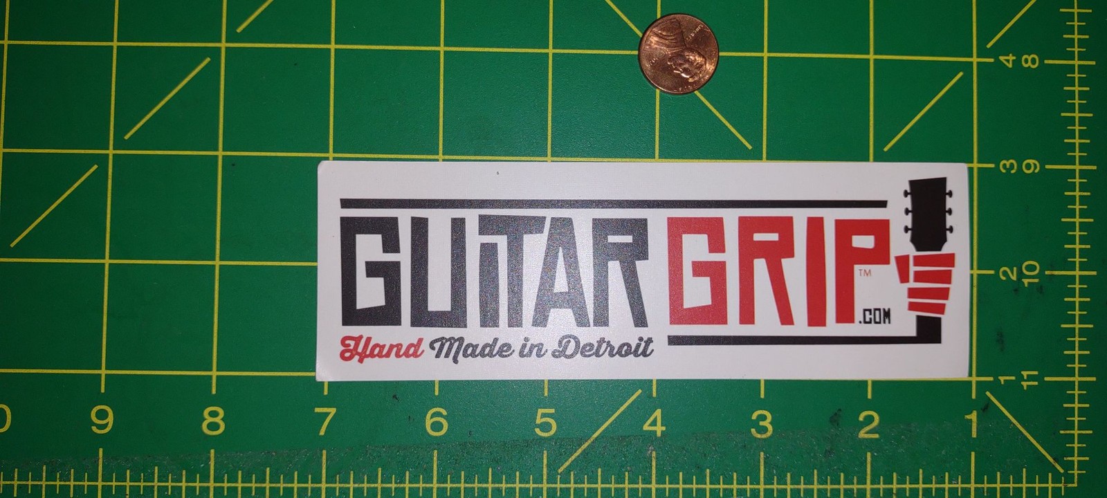 Guitar Grip Sticker Decal Hand Made in Detroit Vinyl 6.5in Music Guitar Logo