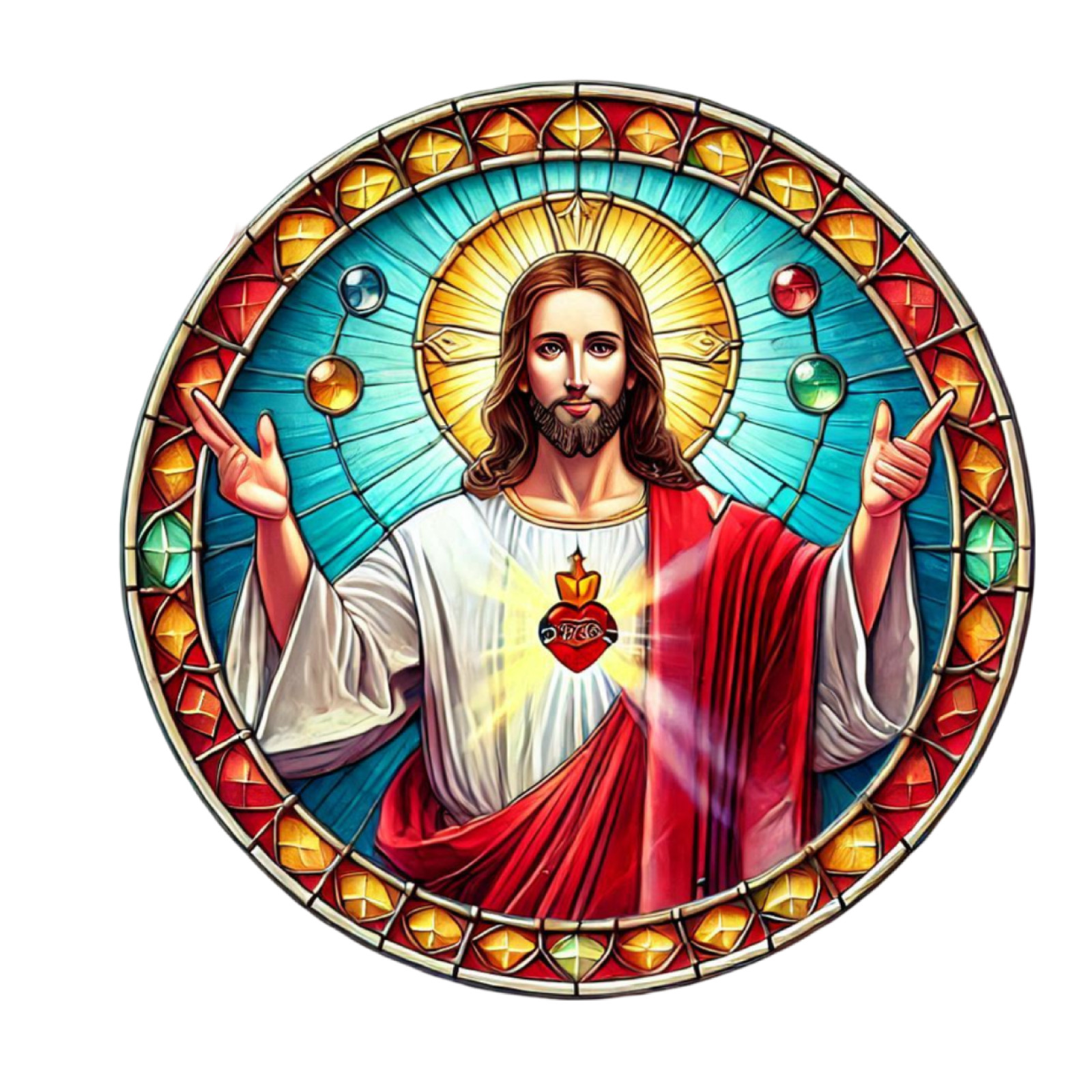 Stained Glass Jesus Wall Decal Sticker 18X18cm Large
