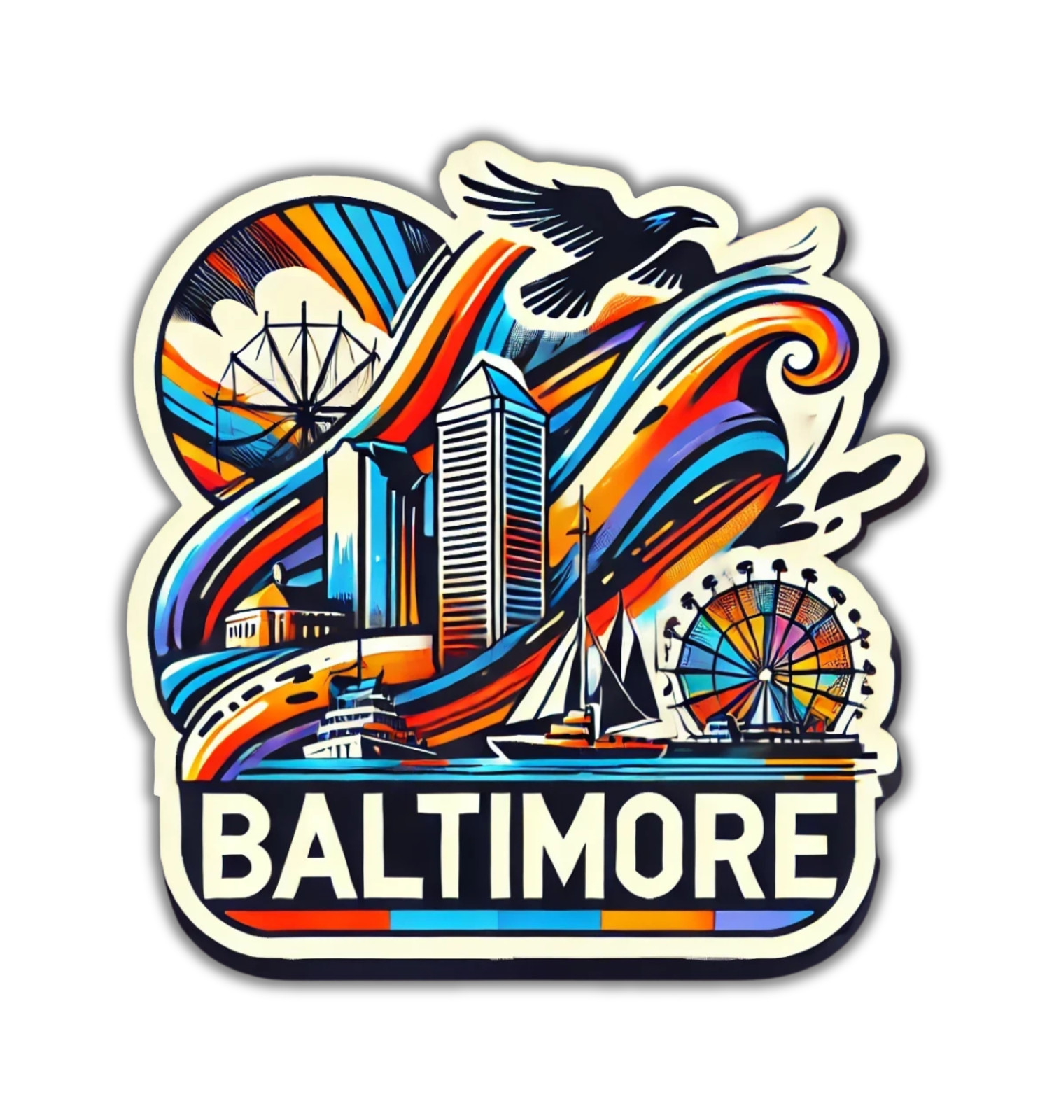 Baltimore Maryland Fridge Magnet or Laptop Sticker