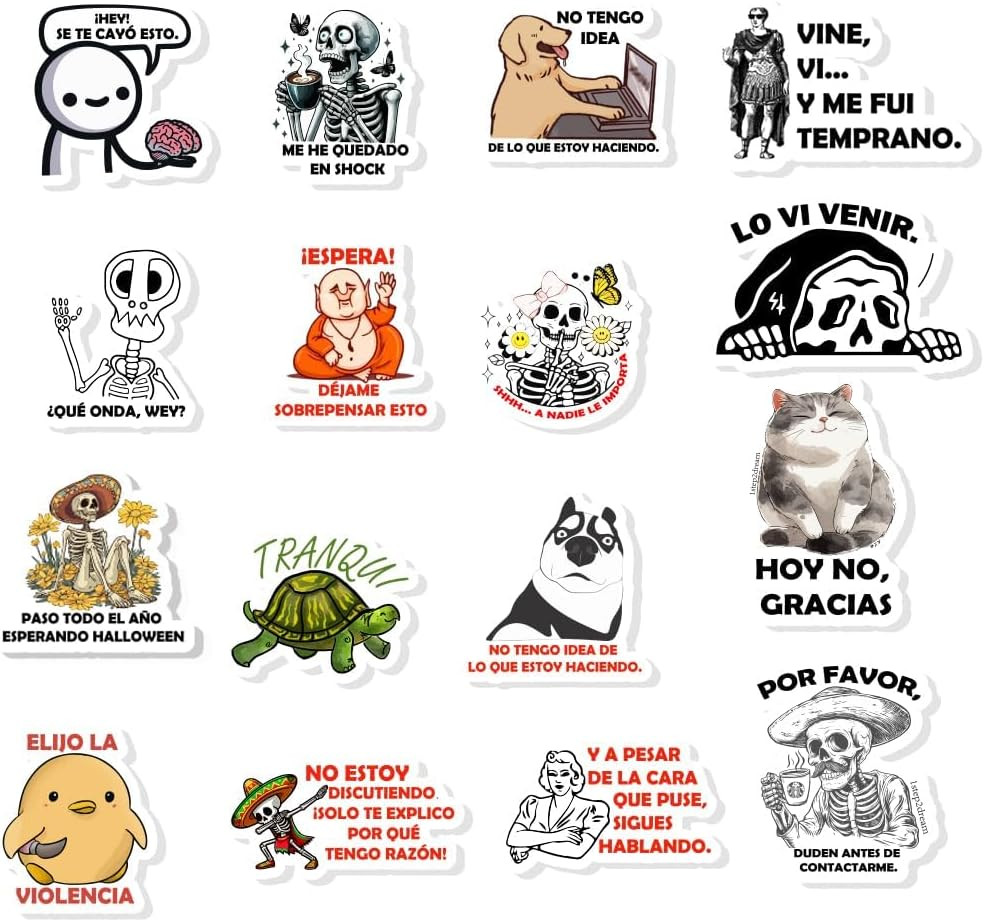 Spanish Funny Stickers for Adults – Waterproof Sarcastic Meme Decals for Hard Ha