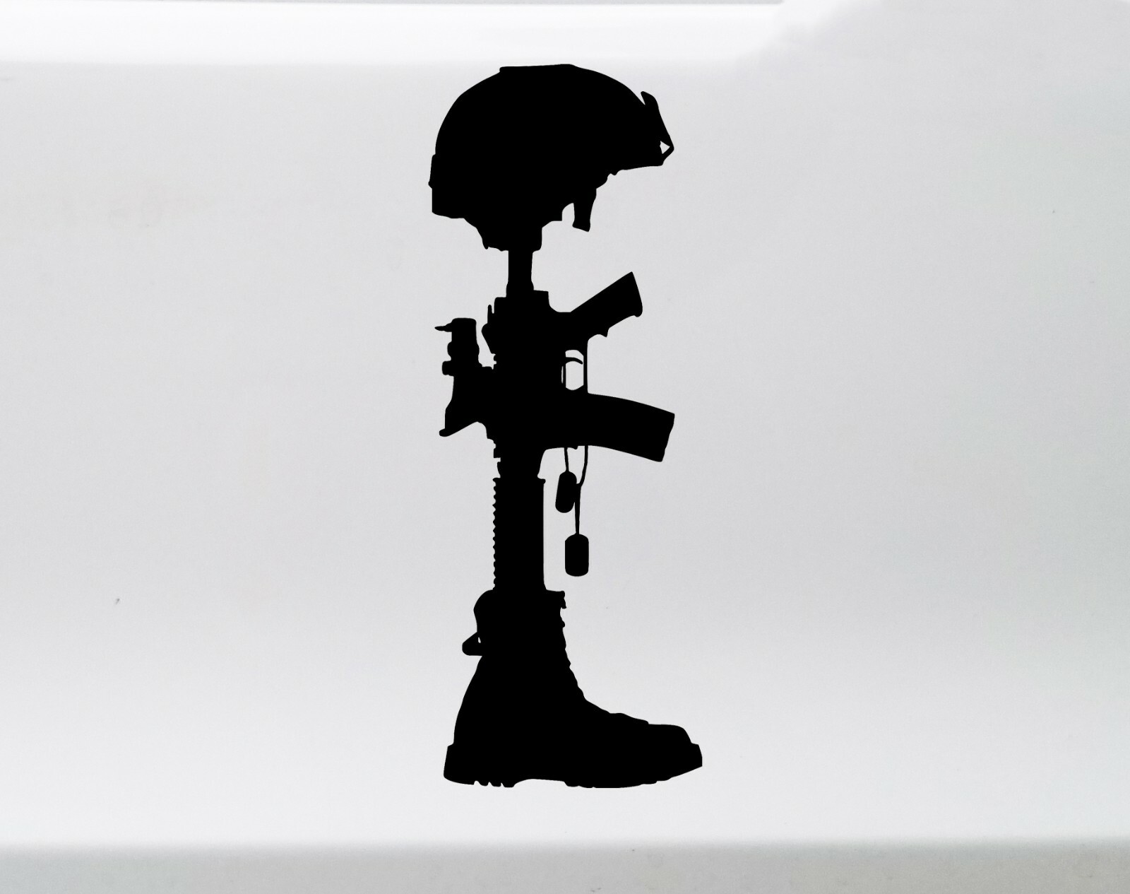 Fallen Soldier Vinyl Decal – Never Forget Battle Cross Honor – Die Cut Sticker