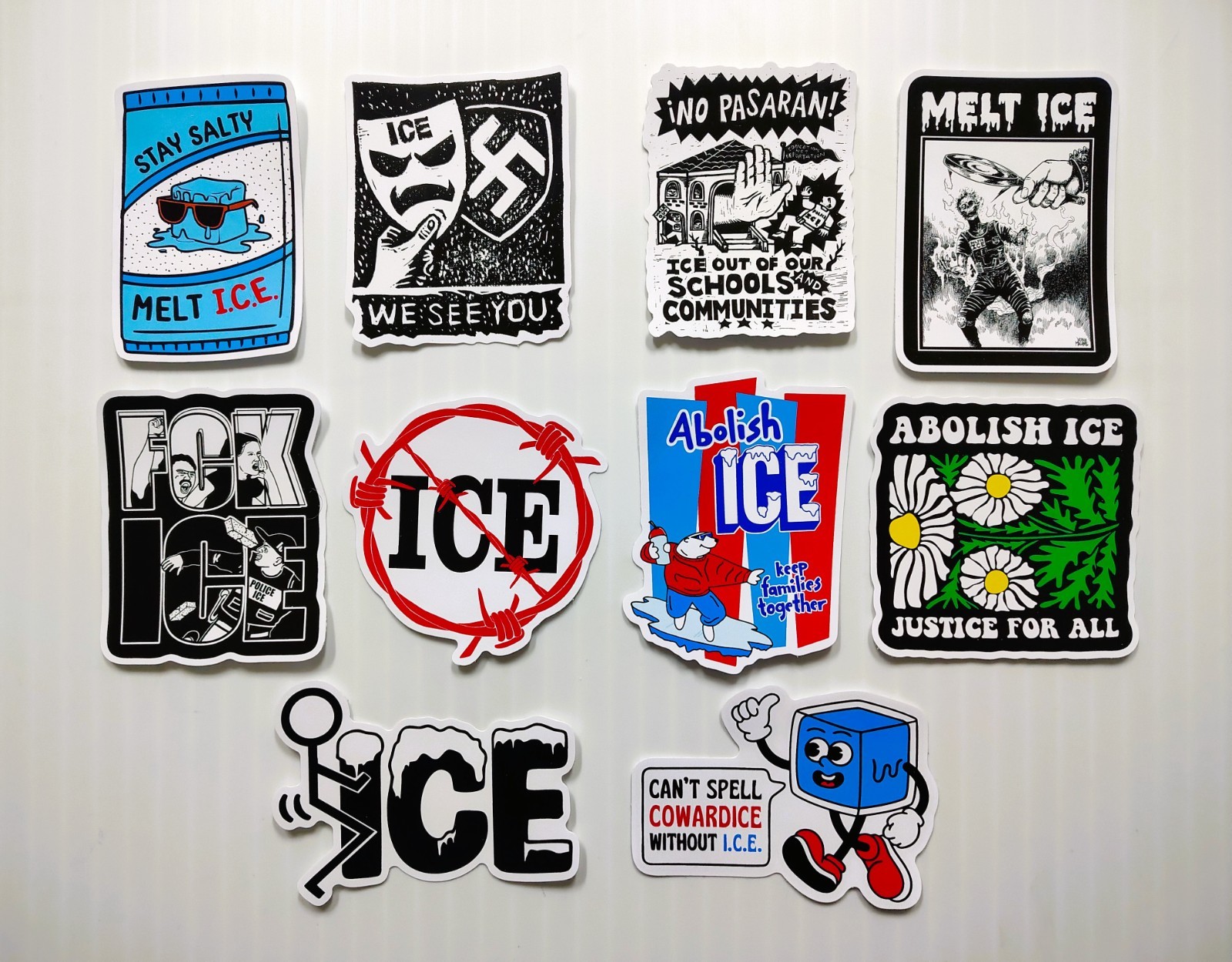 Anti-ICE Sticker Pack (QTY 10) melt stop abolish protest la migra human rights