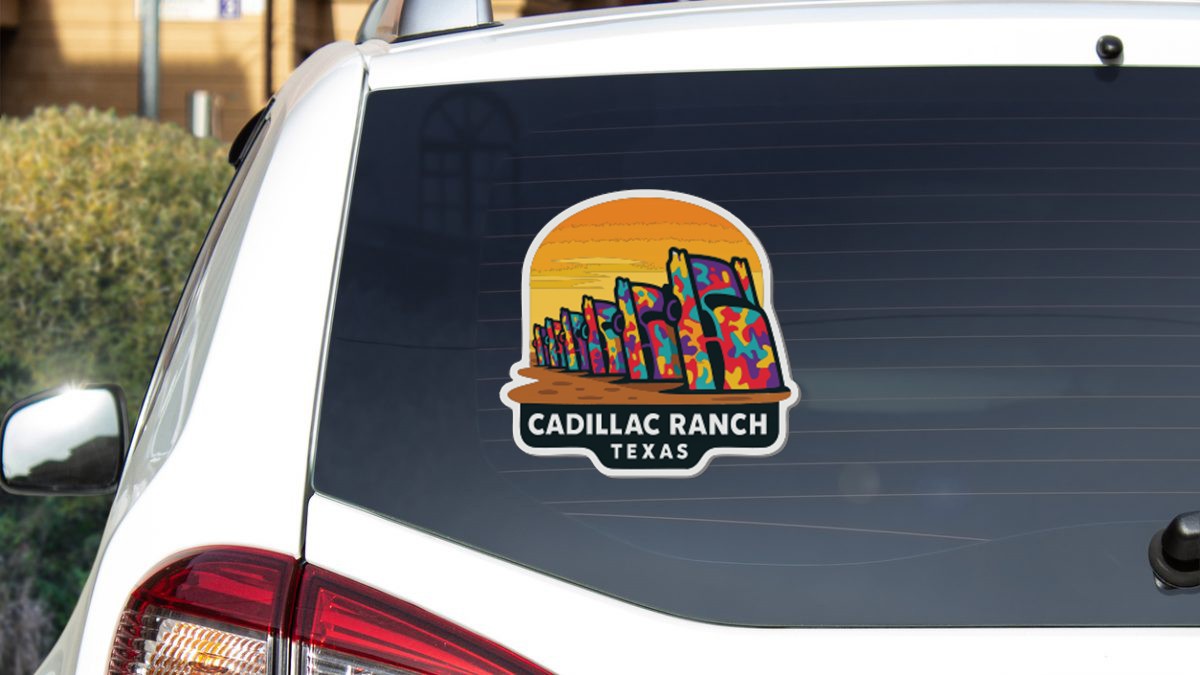 Cadillac Ranch Texas Sticker Decal Vinyl Die-Cut Symbolic Landmark Design