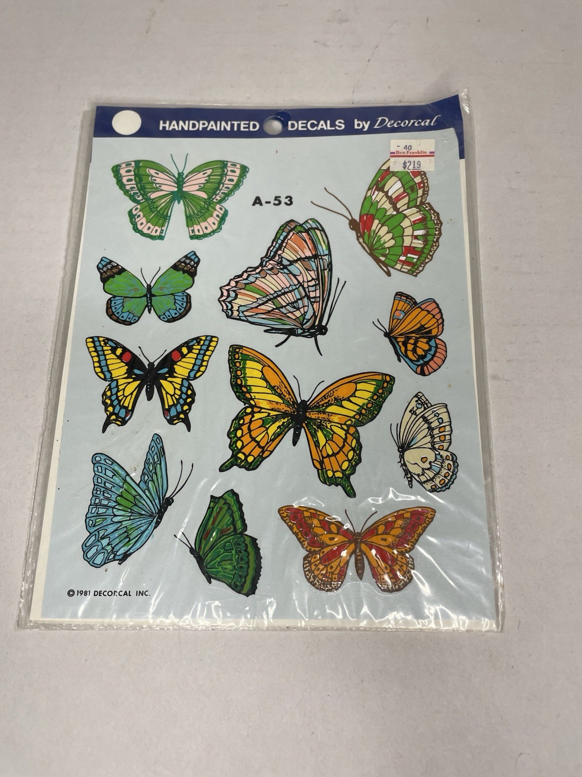 VTG 1981 Decoral Hand Painted Decals – Multi-color Butterfly A-53 Craft Stickers