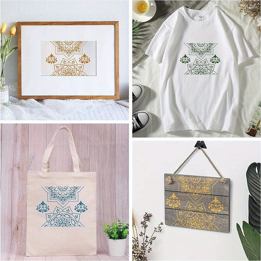1Sheet Self-Adhesive Silk Screen Printing Stencil Reusable Pattern Stencils