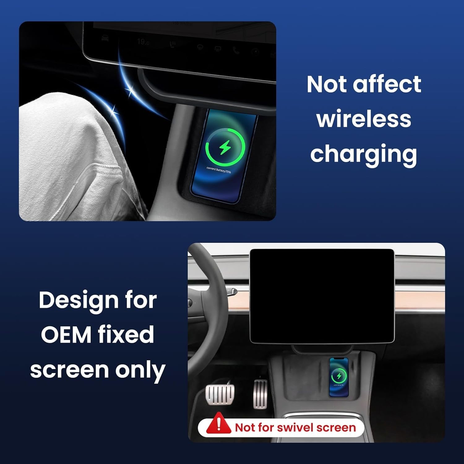 Hideable under Screen Storage Organizer Compatible with Tesla Model Y 2024-2020(