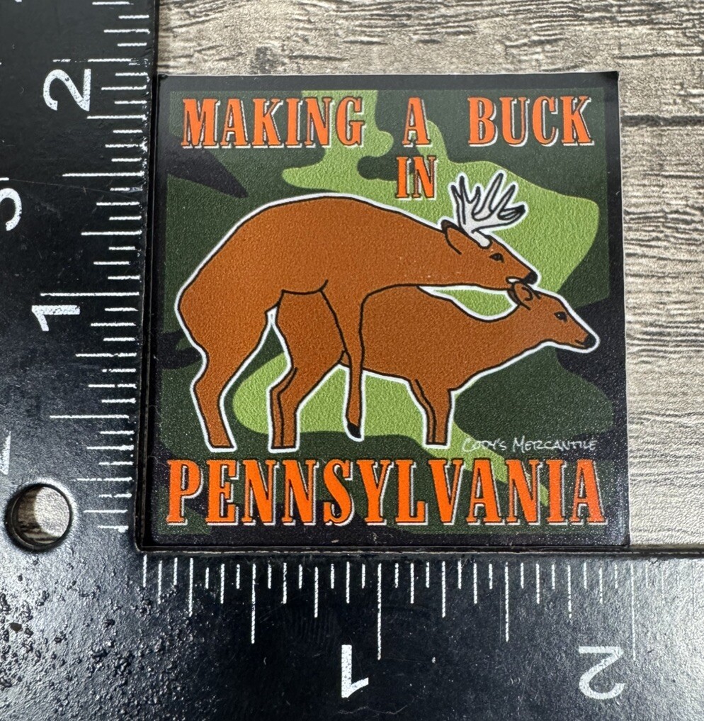 Make A Buck in Pennsylvania Novelty 2" Square Sticker Whitetail Deer Hunting PA