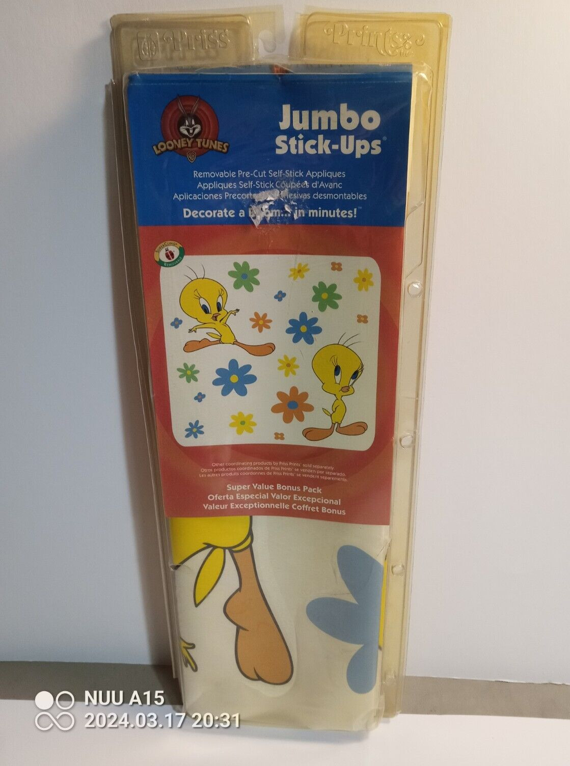 Vintage Priss Prints 1998 20 PC Looney Tunes Jumbo Wall Sticker Tweety Bird NEW