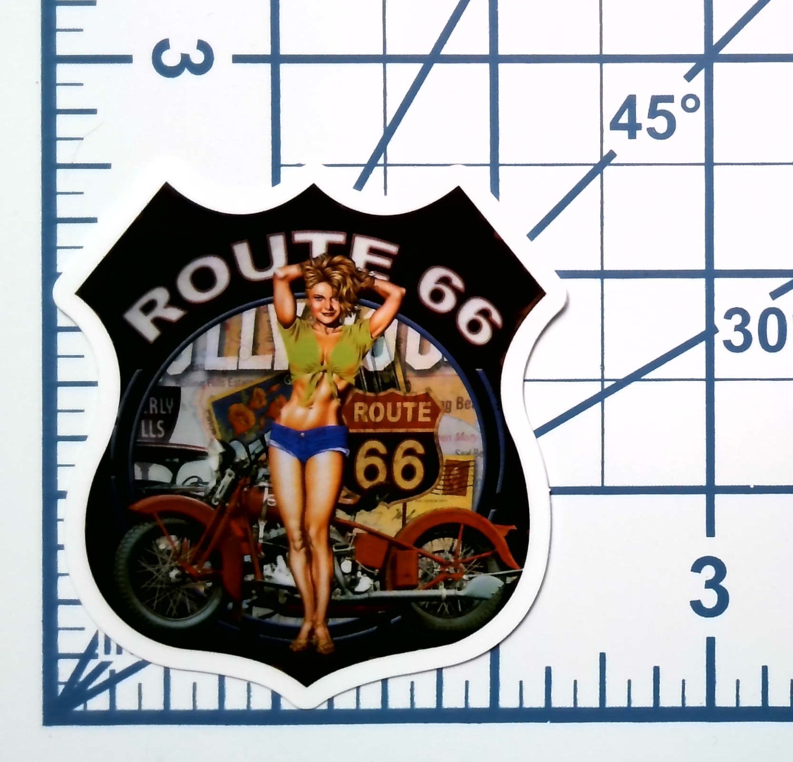 Route 66 Pinup Girl Vinyl Sticker Die Cut Motorcycle Vintage Travel Journal
